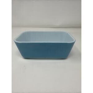 Vintage Pyrex Refrigerator Dish 4x7 Inch Loaf Pan 502 Blue Fridge Dish No Lid